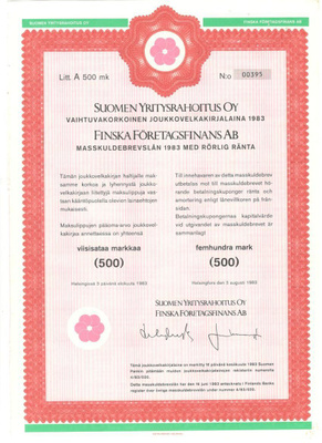 OKK obligatio Suomen Yritysrahoitus jvk 1983 3 kpl