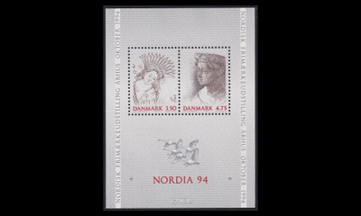 Tanska 1023-4BL08 ** Nordia postimerkkinäyttely (1992)