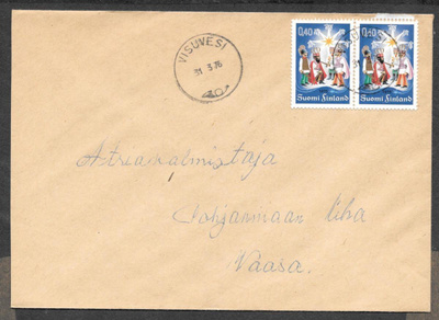 Postilähetys - Joulu 1975 (LAPE 2x775) Visuvesi 31.3.1976