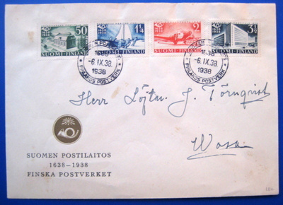 FDC-6.9.1938 Suomen Postilaitos 200 v.(71)