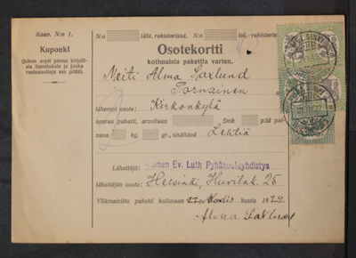 # 23573 # Osoitekortti Helsinki > Pornainen - 1929