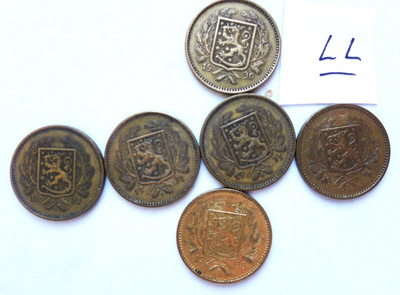 Raha Kolikko 5 Mk suomi v. 1930, 1931,1938
