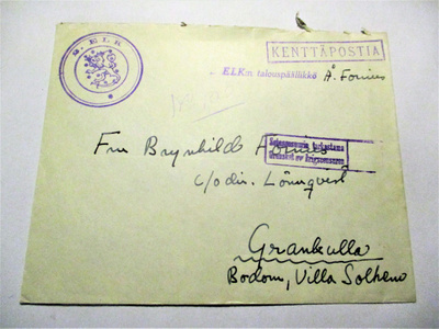 1940 2. ELK kaksi eril leimaa talvisodan kuorella