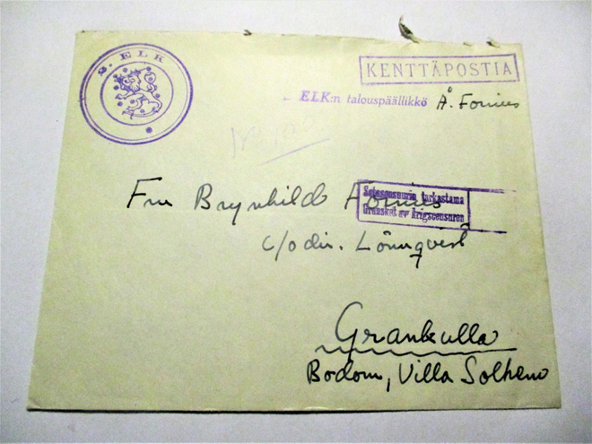 1940 2. ELK kaksi eril leimaa talvisodan kuorella