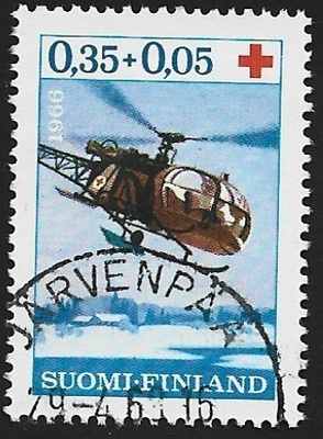 1966 Punainen Risti 0,35 + 0,05 mk alareuna LOISTO LaPe 610