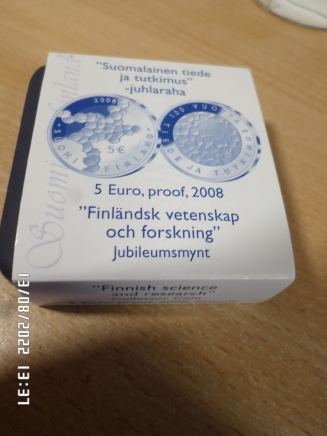 5  euroa   2008 Tiede ja Tutkimus  Juhlaraha   Proof