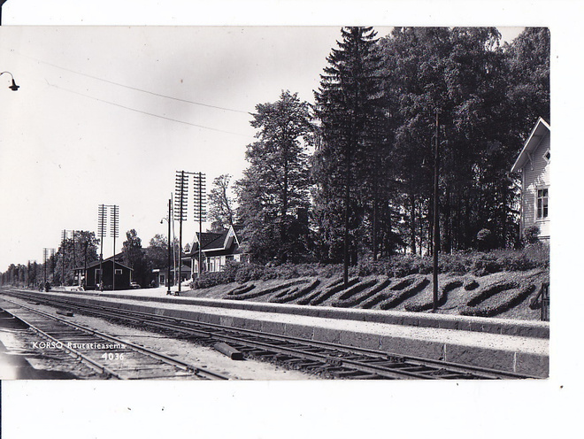 VANHA Postikortti Vantaa Korso Rautatie Asema 1950-l