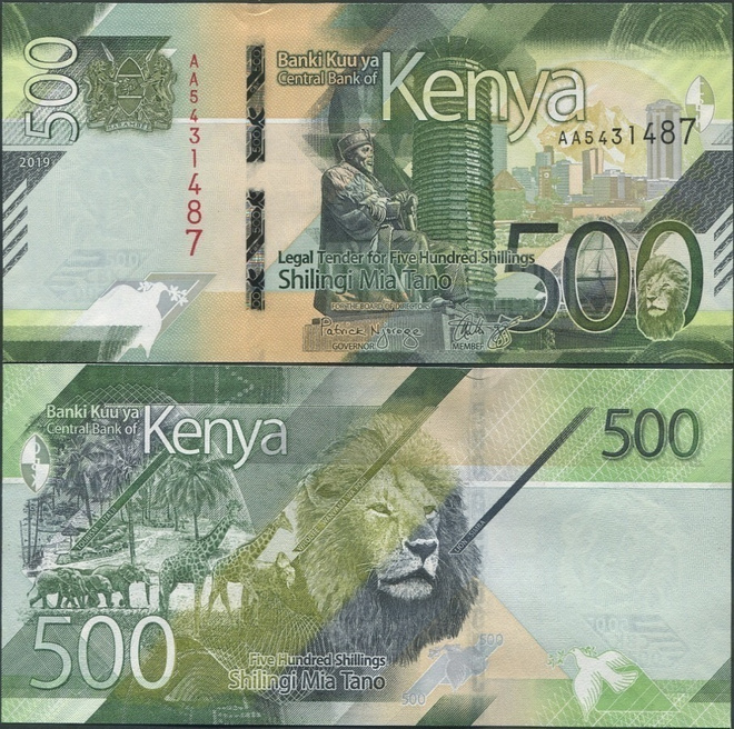 Kenia 500 Shillings 2019 UNC uusi sarja ja design