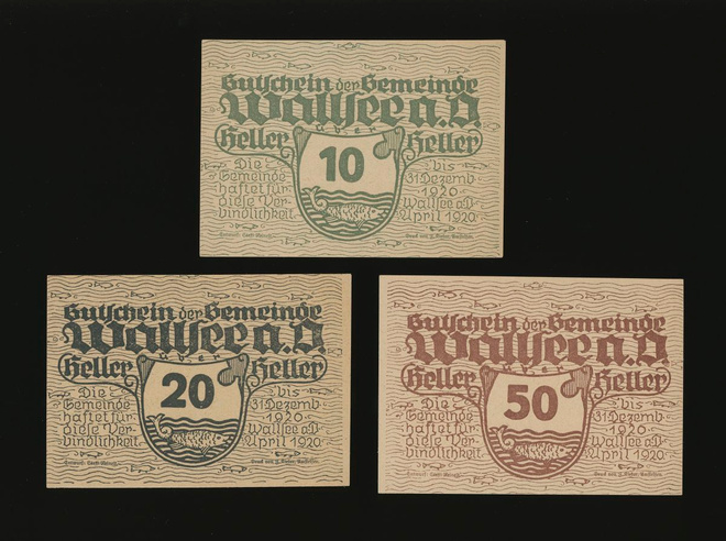 Itävalta 10, 20, 50, Heller, Wallsee 1920