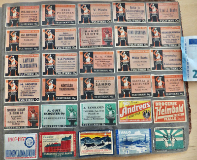 60 VANHAA Tulitikkuetikettiä Terijoki Viipuri ym 1930-l