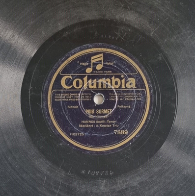 Savikiekko 1928 - Hannes Saari - Columbia 7889