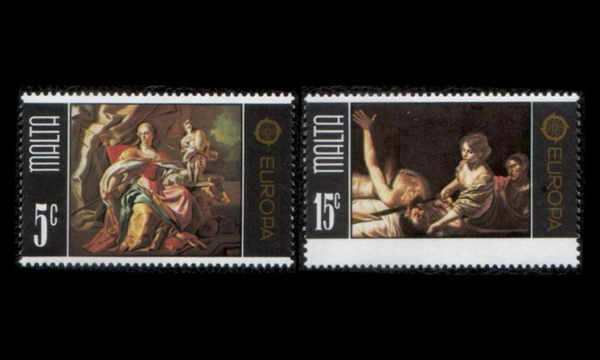 Malta 512-3 ** Europa maalauksia (1975)
