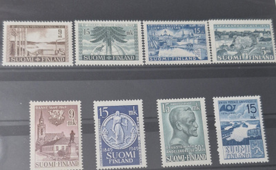 1949 ERÄ POSTIMERKKEJÄ 8 ERILAISTA **