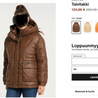 MY MO upea suklaan ruskea talvitakki toppatakki S( M) - pikkukuva 3