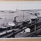 Kotka, satamaa, laivoja, tavaravaunuja, mv vkpk, p. 1955 - pikkukuva 1