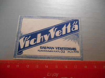 VichyVettä Rauman Vesitehdas etiketti
