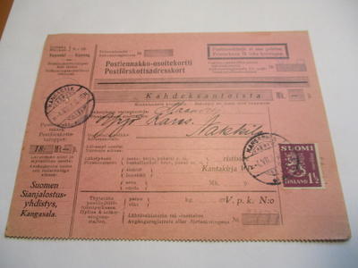 1930 Kangasala vapaakirjeen postiennakko Nakkilaan