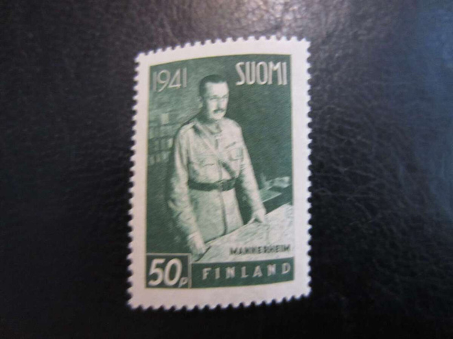 1941 Sotamarsalkka C.G.E. Mannerheim 50 p vihreä W2 25 mm **