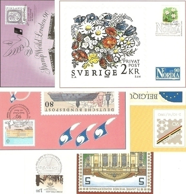 Suomi 1990 postin viralliset näyttelykortit