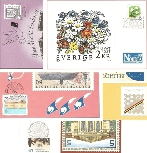 Suomi 1990 postin viralliset näyttelykortit