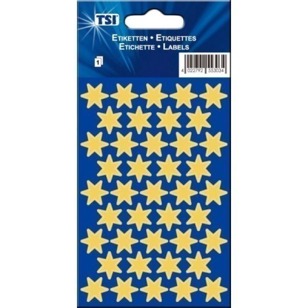 TSI Tähti Tarrat, 1 arkki, 50 tähti tarraa, kulta *UUSI*