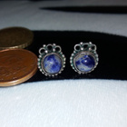 Vintage Hopea lapis lazuli kivi korvakorut 925 - pikkukuva 2