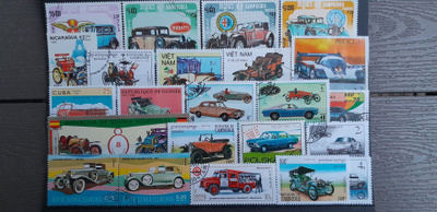 Autot / Autoja Postimerkkejä, Leimattuja 23 kpl