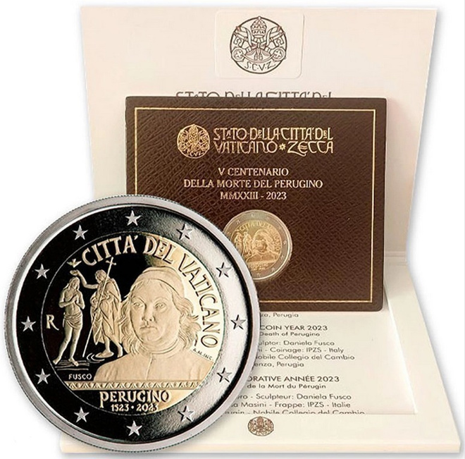 ** VATIKAANI 2€ 2023 Perugino kansiossa**