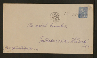 # 23434 # Numeroleima 2494 + Pp Ala-Siikajärvi kirje H:ki