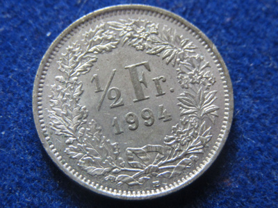 1/2 franc 1994. Sveitsi-Switzerland