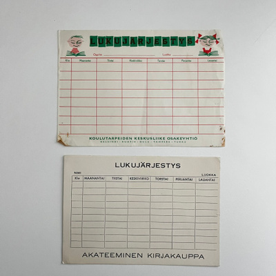 Vanha lukujärjestys ( 4kpl )
