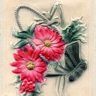 ANTIIKKIKORTTI / Voimakas kohopainettu kukkakori. 1900-l. - pikkukuva 1