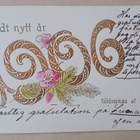 Uusi Vuosi 1906, ruusuja, havuja, kultausta, k. k-k - pikkukuva 1