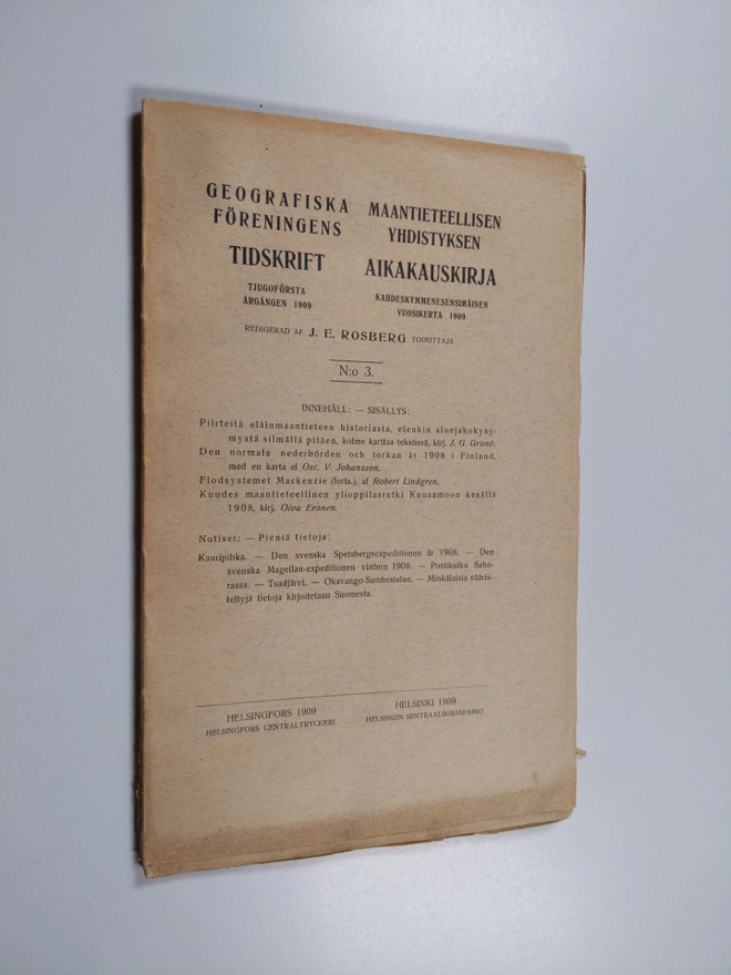 Geografiska föreningens tidskrift 3/1909  = Maantieteelli...