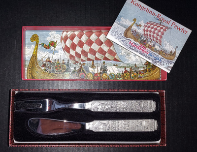 Royal Pewter Konge-Tinn Veitsi ja Haarukka