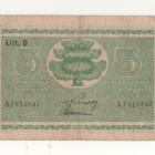 5 markkaa 1939 Litt. D, sarja A, RAN-Wah - pikkukuva 1