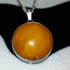Honey egg Amber kotimainen hopea riipus meripihka - pikkukuva 1