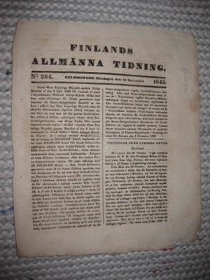 Sanomalehti : Finlands Allmänna Tidning 13.11.1843