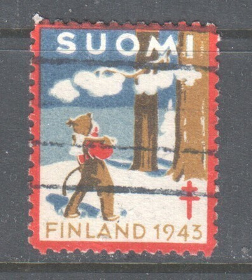 1943 TUB joulumerkki leimattuna.