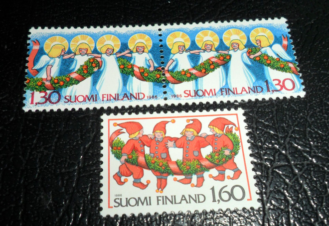 LAPE 1002 + 1003 JA 1004 JOULU MERKIT VUODELTA 1986 ** .