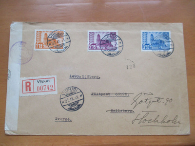 1941 Viipuri uudelleenvaltauspäivän R sens kuori Ruotsiin