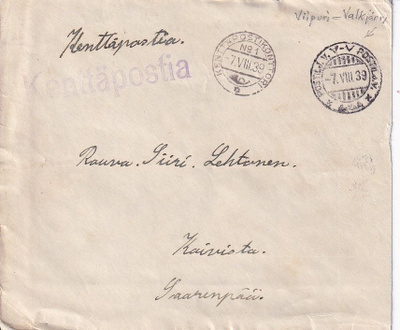 LEIMAT VIIPURI-VALKJÄRVI, KOIVISTO, KPK NO 1, KENTTÄPOSTIA