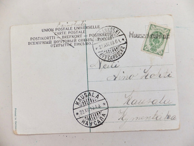 VANHA Postikortti Kuusankoski p.p. Rivileima Kausala 1910