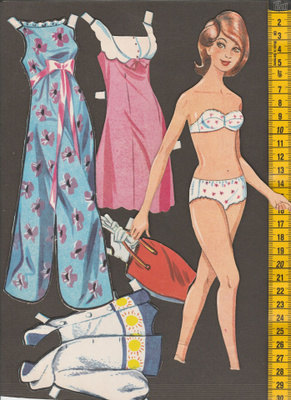 Paperinukke neito 1950-60-luku