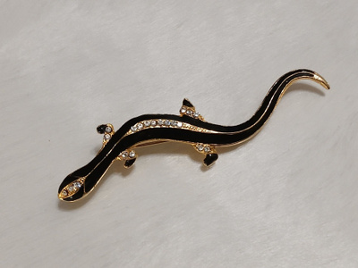 1980-luvun Attwood & Sawyer musta emali Gold plated kullattu