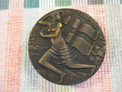 Suomi Finland 75 V mitali 1917-1992/Kauko Räsänen 1992.