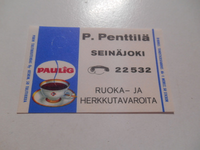 TT Etiketti Paulig P.Penttilä Seinäjoki