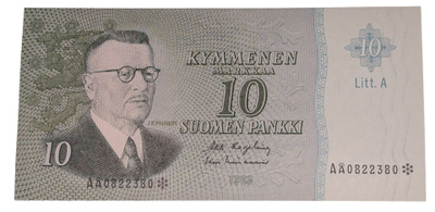 10 Markkaa 1963 Litt. A AÅ0822380 Tähti kl 9/10