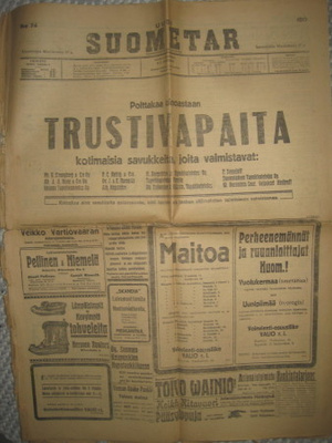 Sanomalehti  Uusi Suometar 17.3.1917