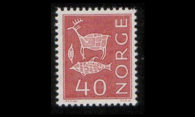 Norja 492x ** Kalliomaalaus 40 öre rusk.lila X-paperi (1963